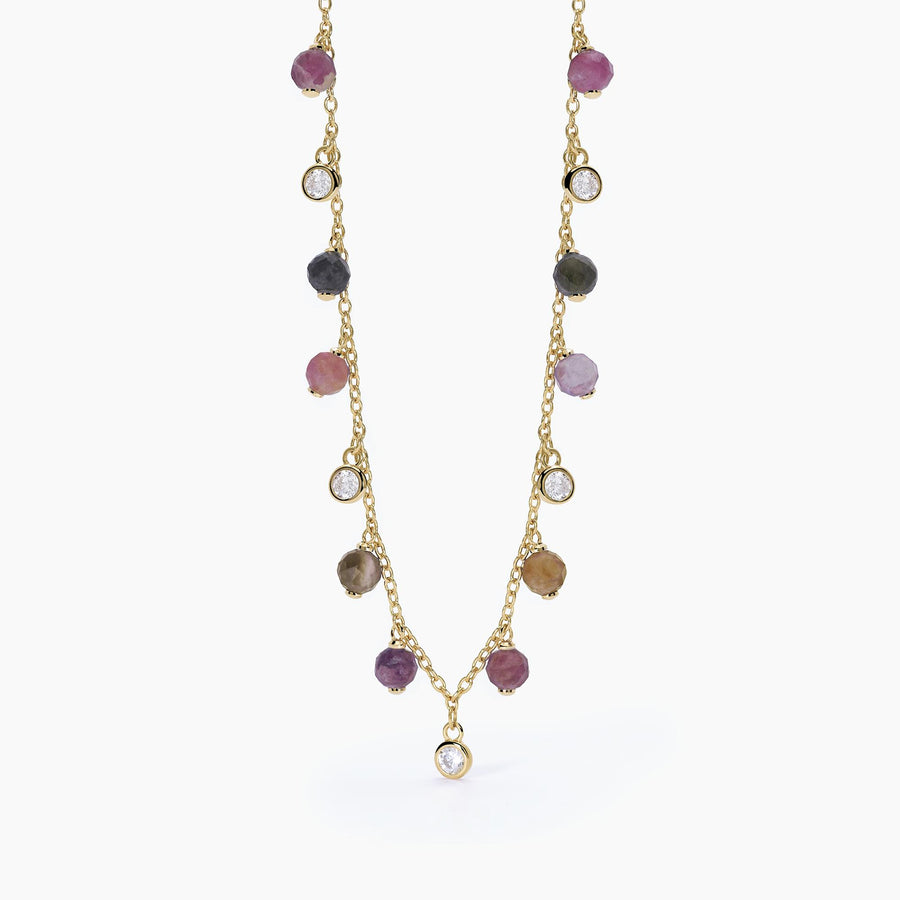 Mabina - Girocollo da donna in argento placcato oro con tormalina