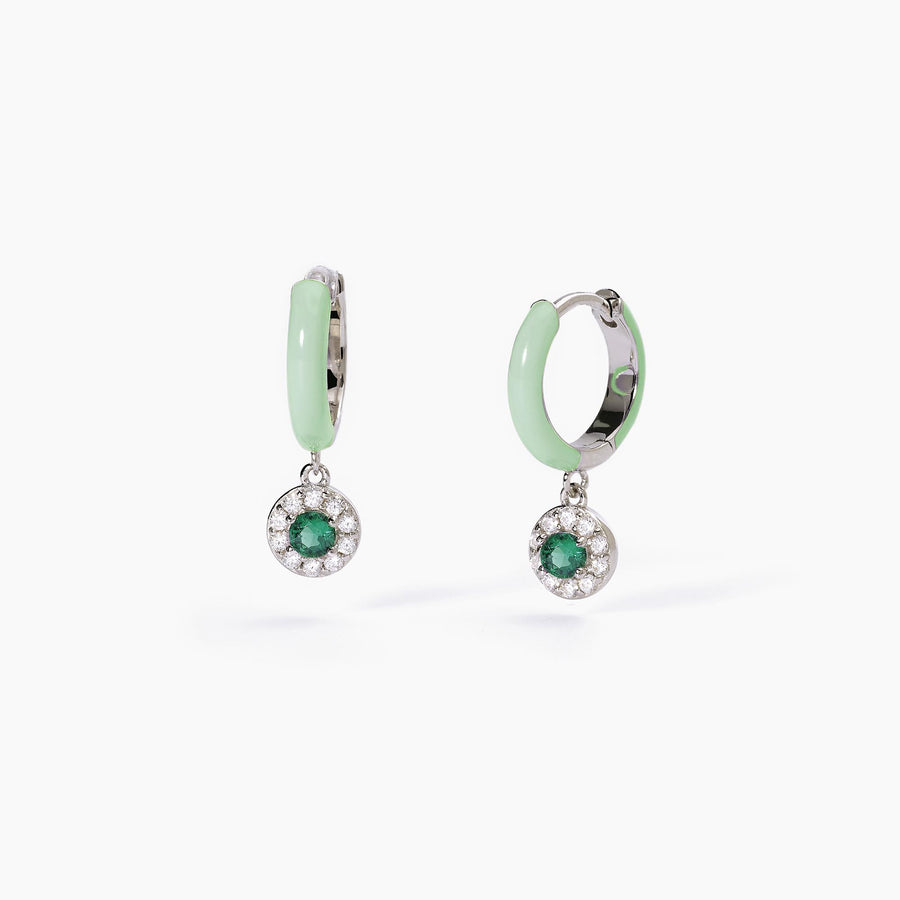 Mabina - Orecchini da donna a cerchio in argento con smalto verde e smeraldo sin