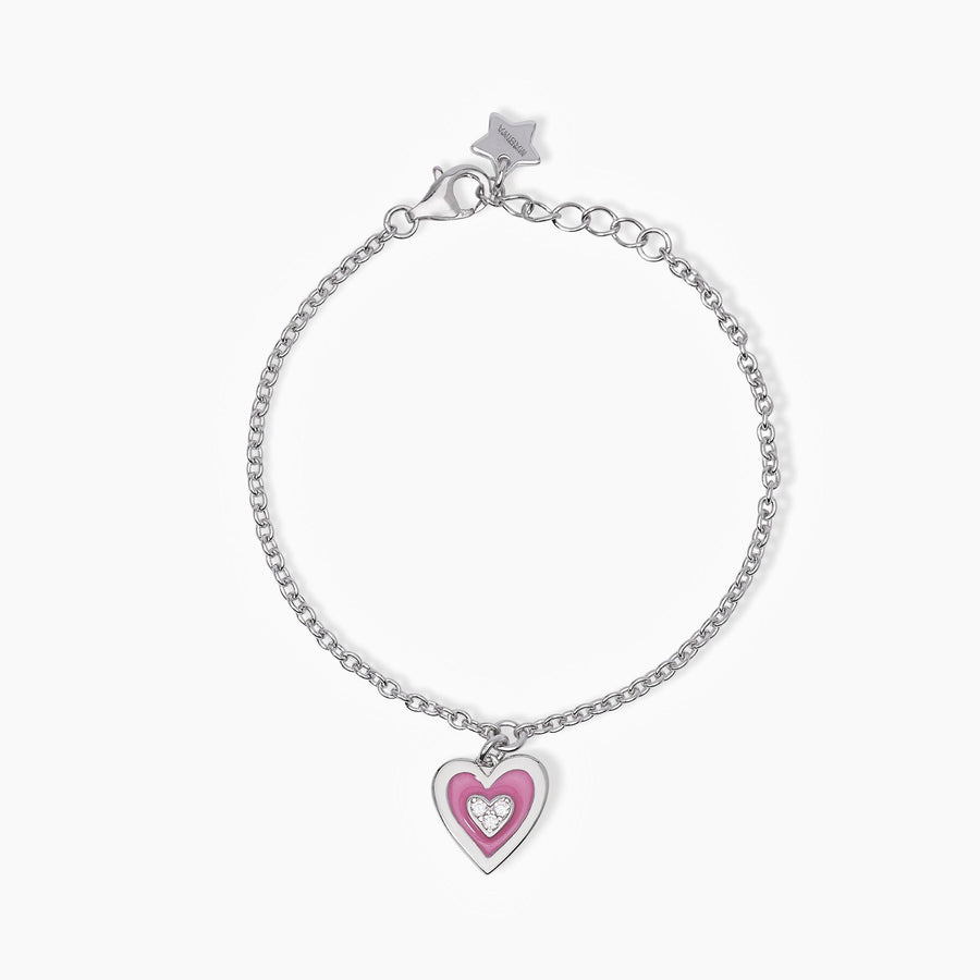 Mabina - Bracciale da bambina in argento con cuore pendente smaltato - TVB