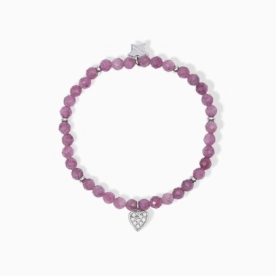 Mabina - Bracciale da bambina elastico con tormalina e cuore