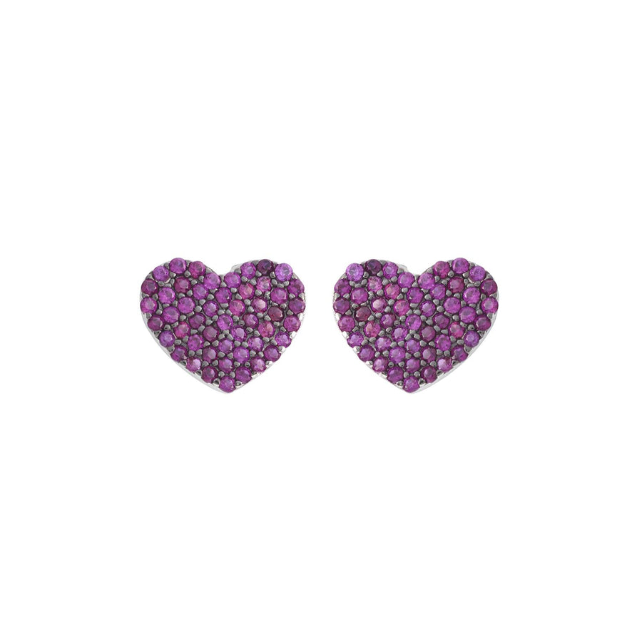 Ambrosia - Orecchini con cuore a pavé in argento