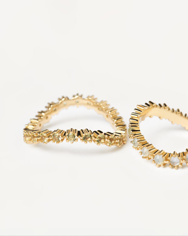 PdPaola - Coppia di anelli da donna, collezione Kara, in argento dorato e pietre