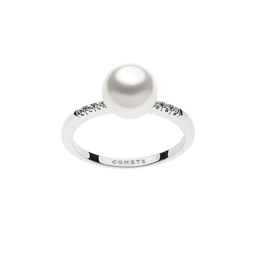 Comete Gioielli - Anello da donna in Oro bianco, Perle e diamanti.