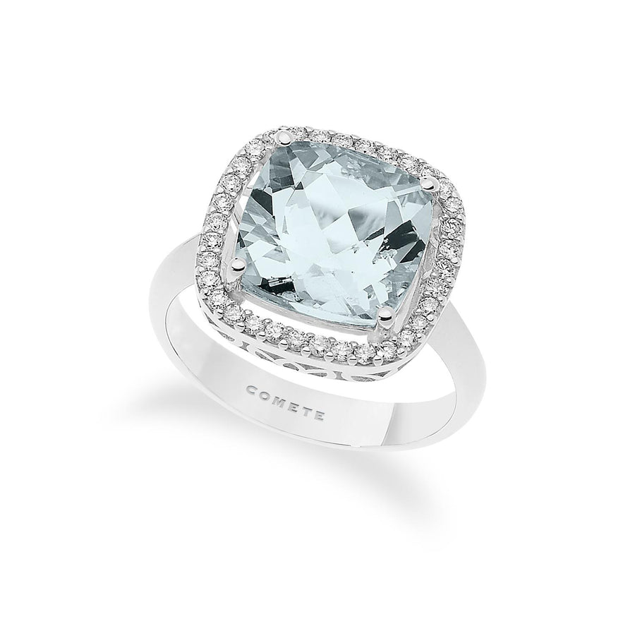 Comete Gioielli - Anello da donna in Oro - Diamanti e Acquamarina. "Azzurra".