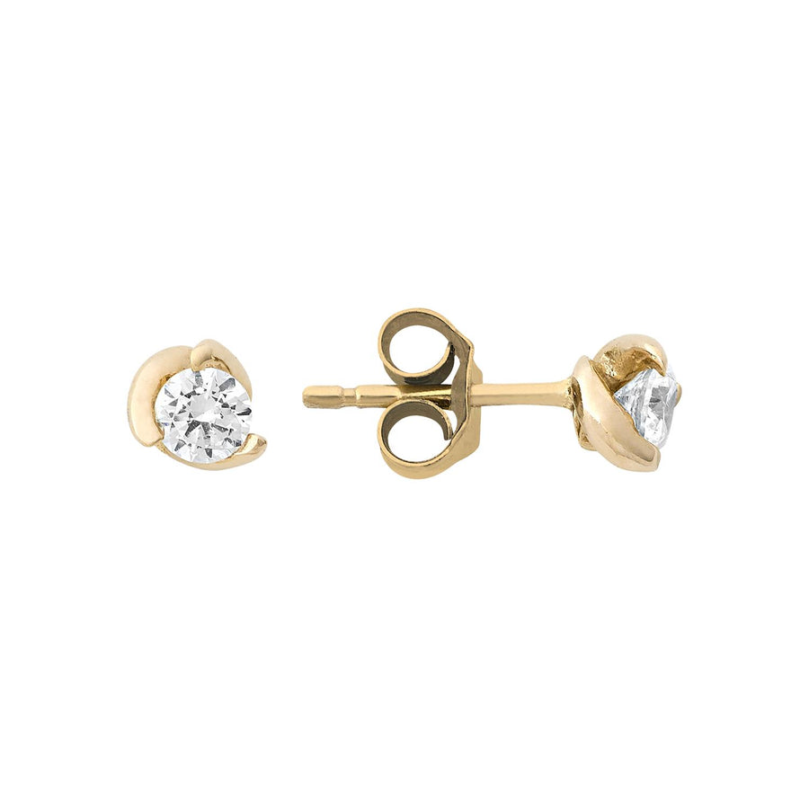 Ambrosia: Orecchini da donna tipo punto luce in oro giallo 18KT con zirconi