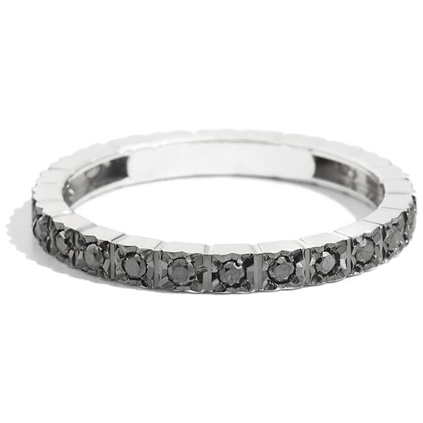 Recarlo - Anello girodito FACE CUBE da uomo in oro bianco e diamanti neri