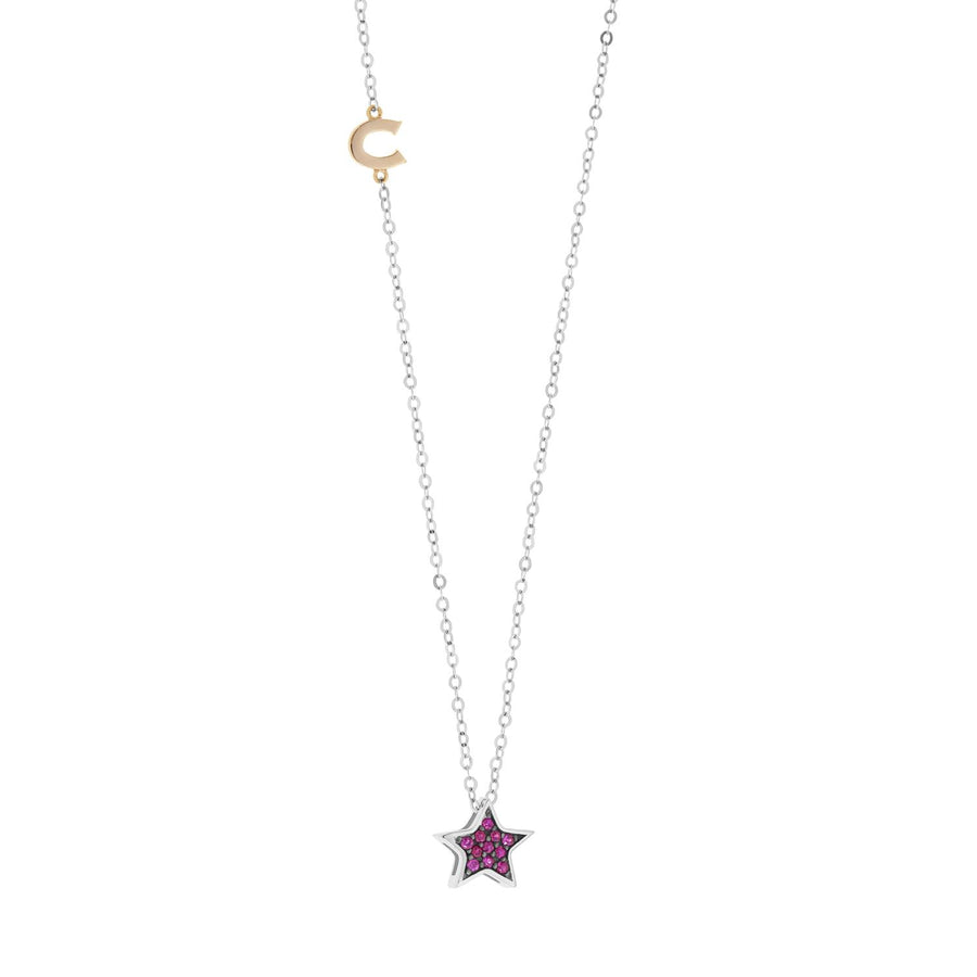 Comete Gioielli - Collana da donna in Oro bianco e Rosè con Rubino - "Stella"