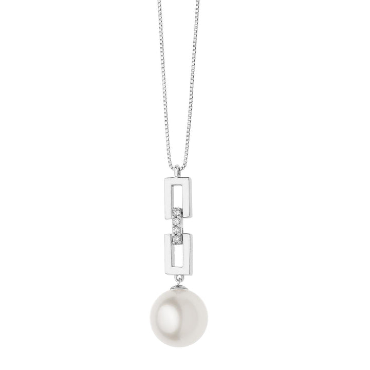 Comete Gioielli - Collana da donna in Oro Bianco con Diamanti e Perle. "Fantasie di perle"