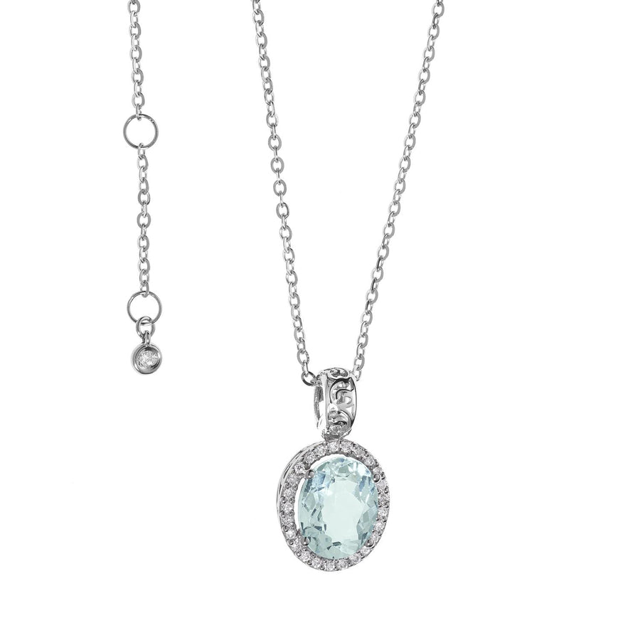 Comete Gioielli - Collana da donna in Oro bianco, Diamanti e Acquamarina.