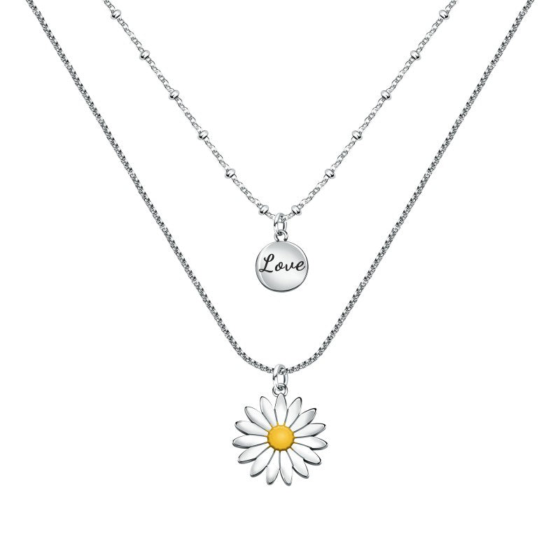 La Petit Story- Collana da donna in acciaio a doppio filo linea LOVE