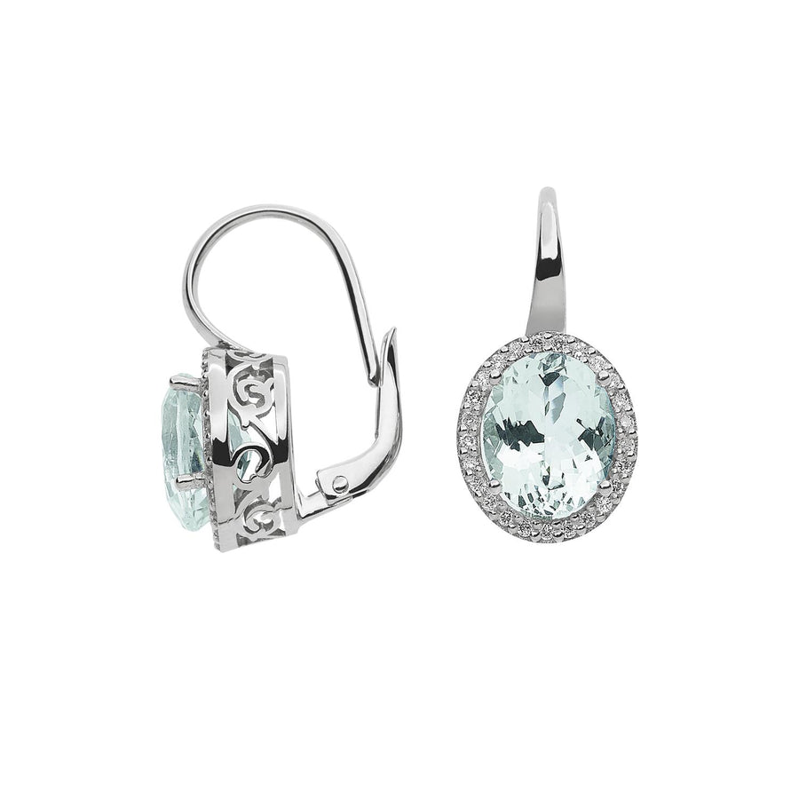 Comete Gioielli - Orecchini da donna in Oro bianco, perle, acquamarina e diamant