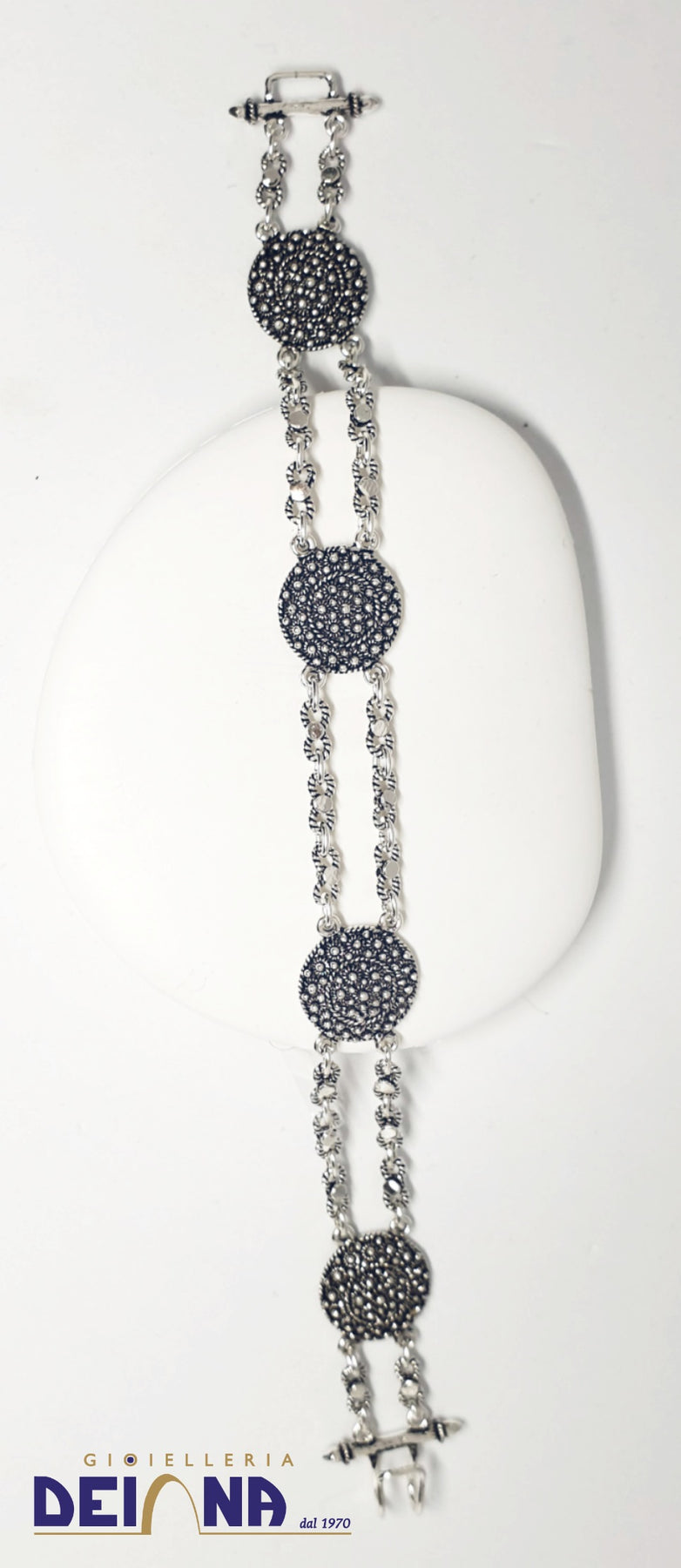 Bracciale Macramè Mandala Fiore Della Vita In Argento E Nero - Fatto A Mano, Regolabile, Con Confezione Regalo (Germania)
