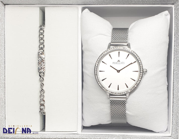 Morellato -  Kit box con orologio e Bracciale da donna in acciaio e cristalli.