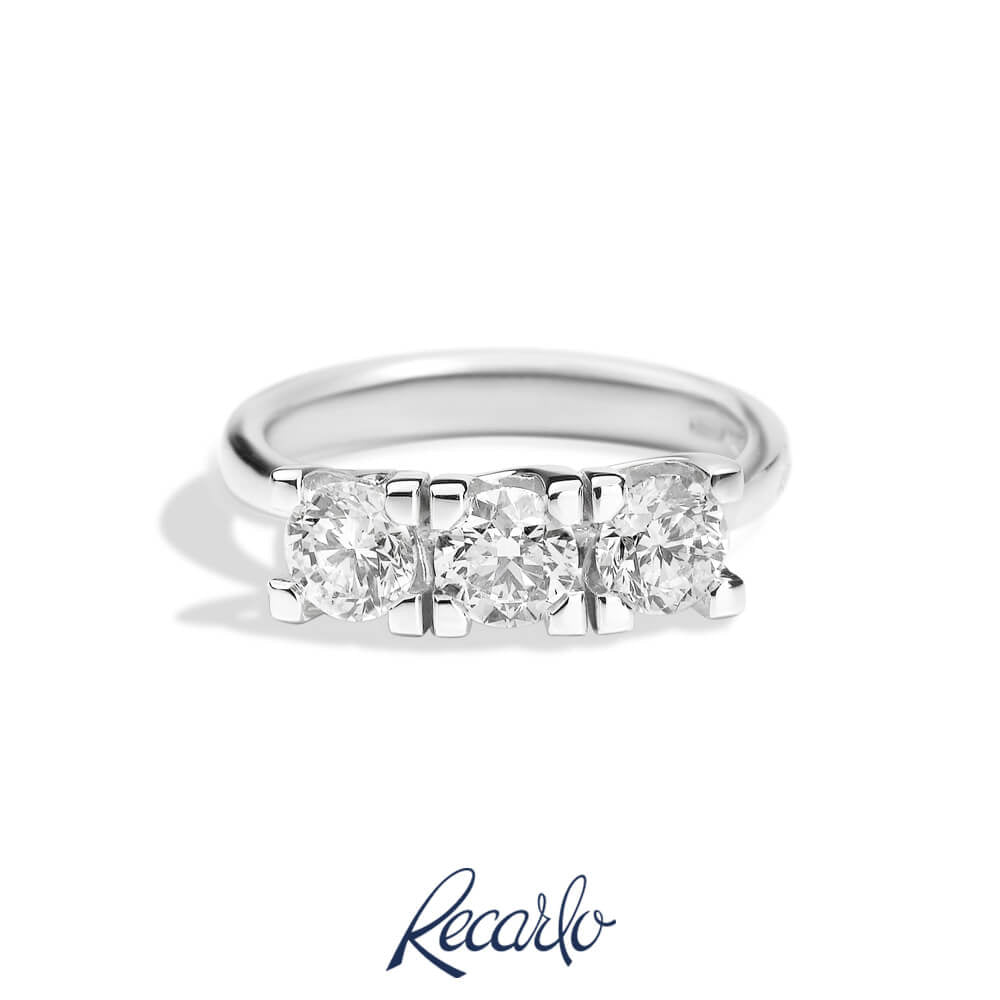 Recarlo - MARIA TERESA Anello trilogy valentin. Oro bianco 18 kt e diamanti natu