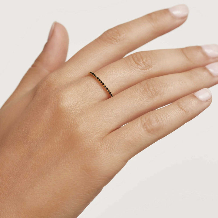 PDPaola anello donna modello girodito gioielli PDPaola Ultra Basic pietre nere