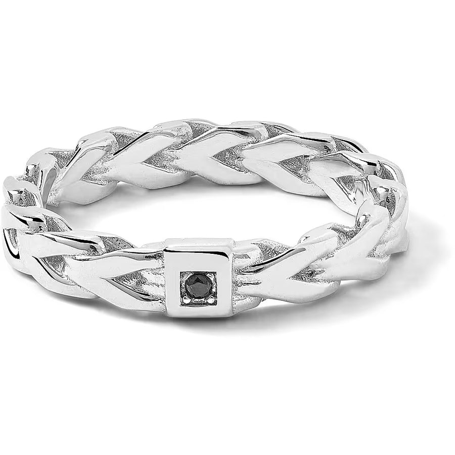 Comete Gioielli - Anello uomo in Argento 925%, Zirconi neri. Mis 26