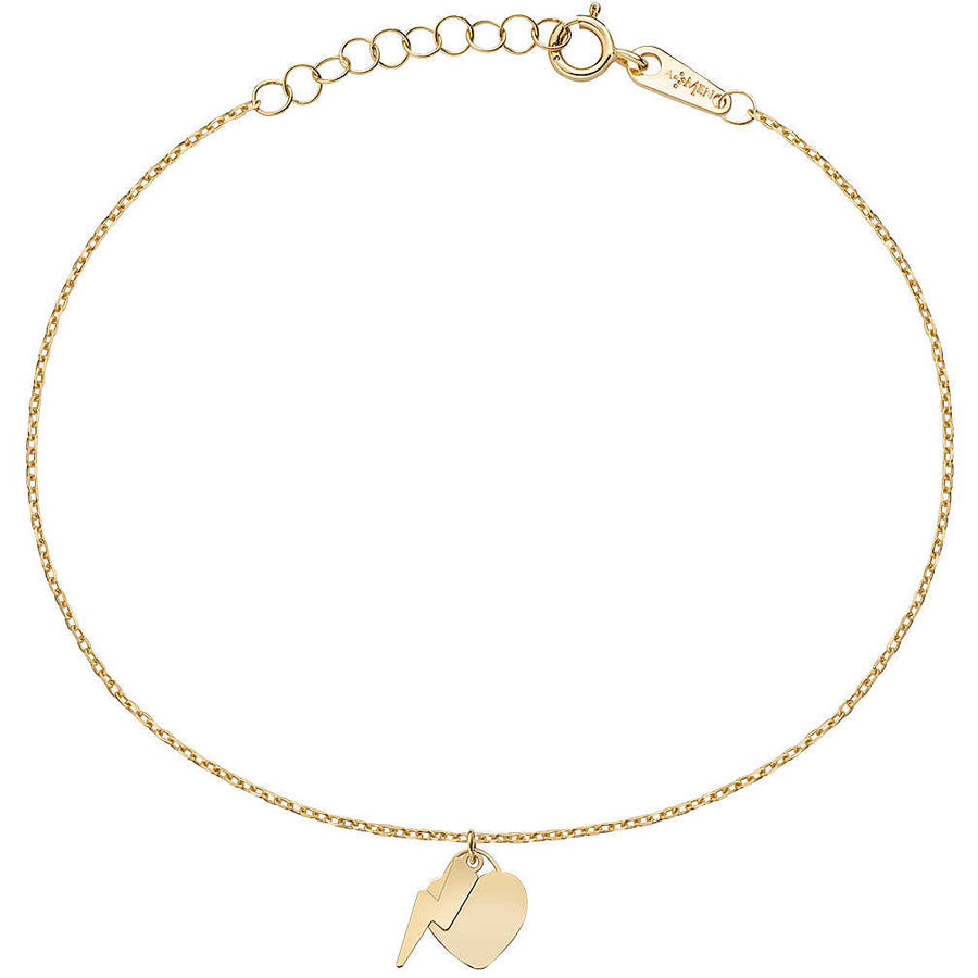 Amen - Bracciale  da donna in oro 9Kt con cuore e fulmine.