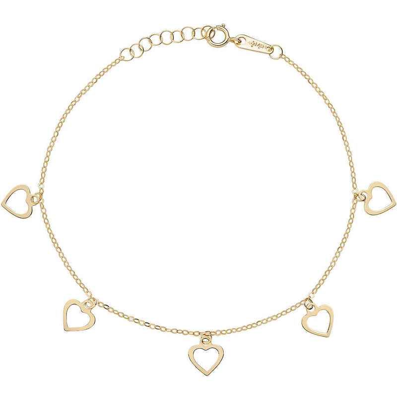 Amen - Bracciale da donna in oro 9Kt. con charms a cuore.