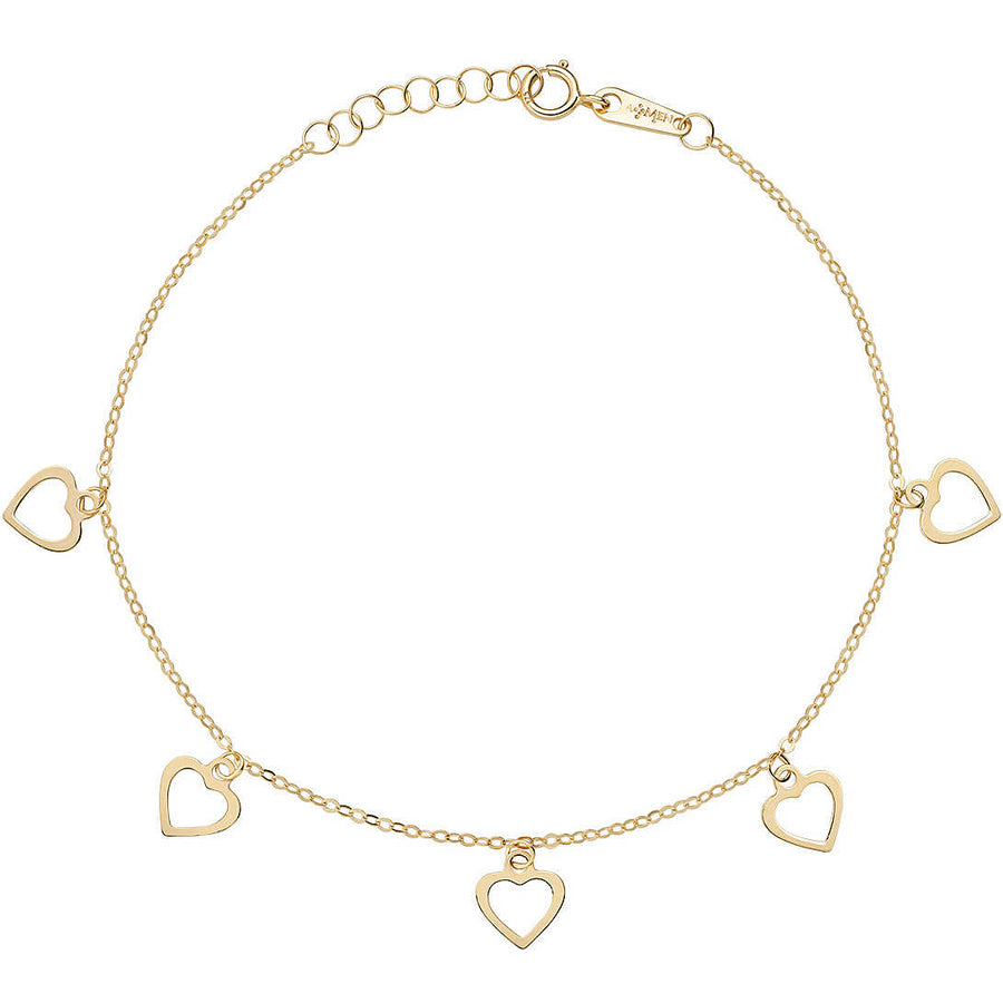 Amen - Bracciale da donna in oro 9Kt. con charms a cuore.