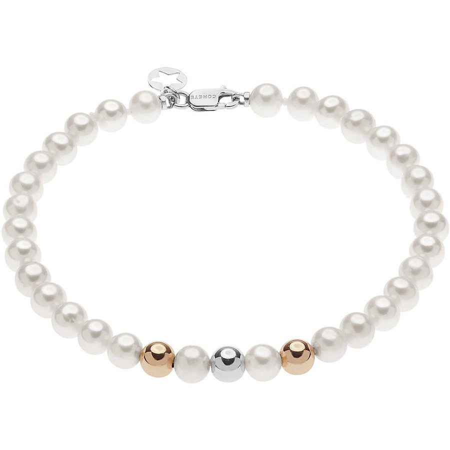 Comete Gioielli - Bracciale da donna  Fantasia di Perle con sfere in oro bianco