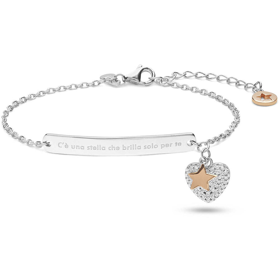 Comete- Bracciale da donna in argento e zirconi linea Stella con cuore