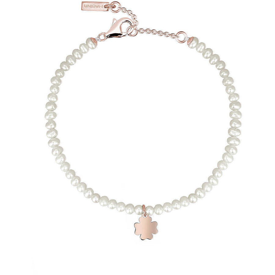 Mabina - Bracciale Perle Mabina Gioielli con Quadrifoglio Rosè
