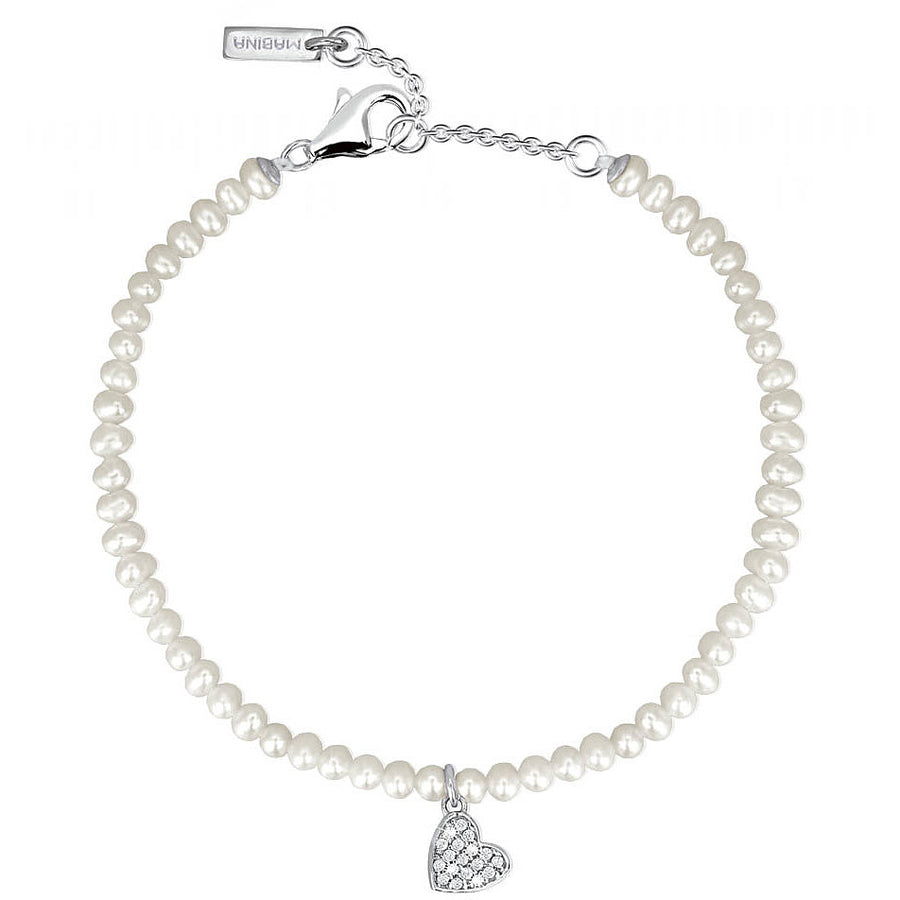 Mabina - Bracciale Con Perle Coltivate E Ciondolo In Argento 925 Con Zirconi Bi