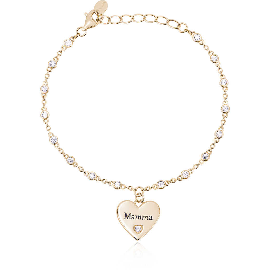 Mabina - Bracciale da donna in argento rose gold e charm cuore con scritta MAMMA