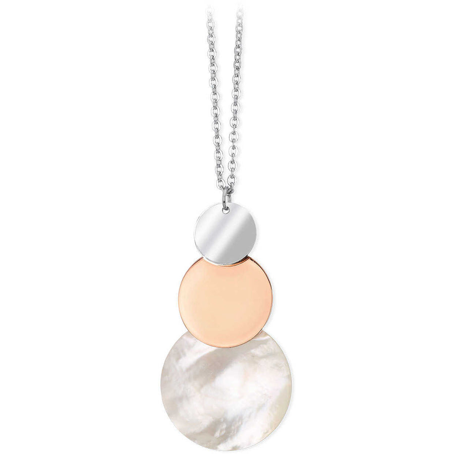 2Jewels - Collana "Eclisse" in acciaio pvd oro rosa e madreperla