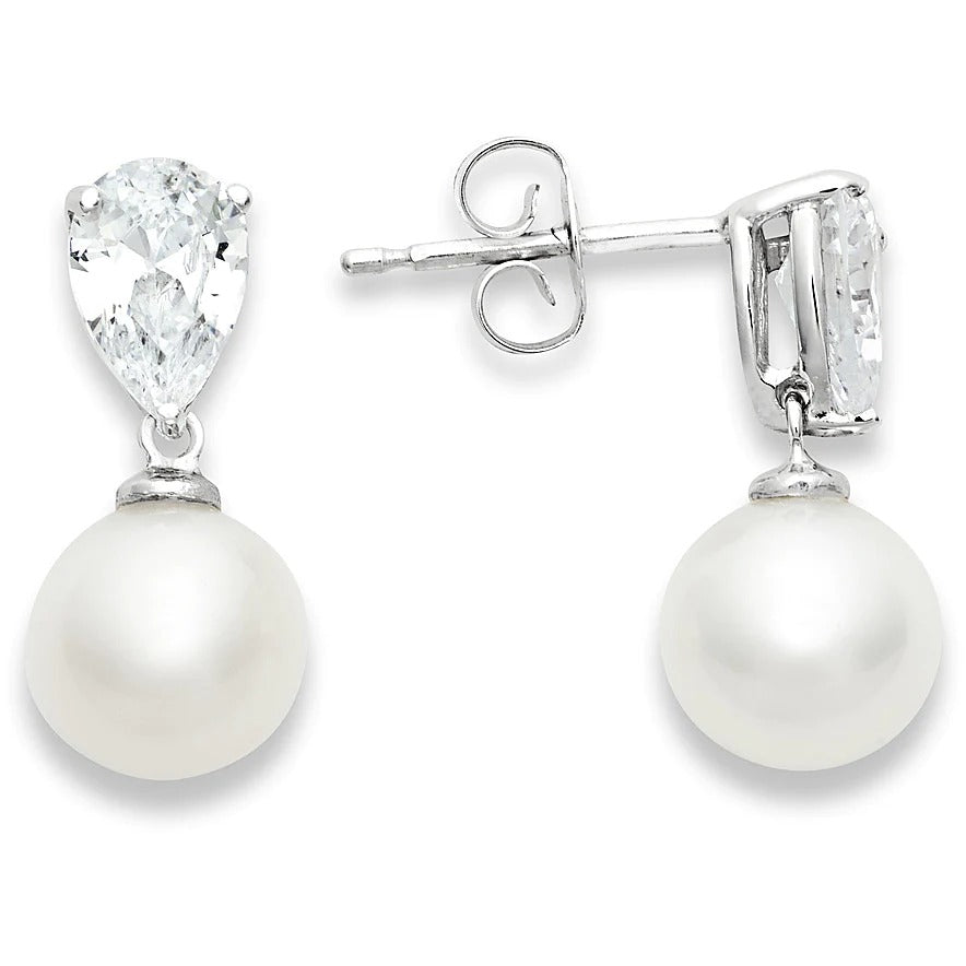 Ambrosia - Orecchini da donna in Oro bianco, zirconi e perla.