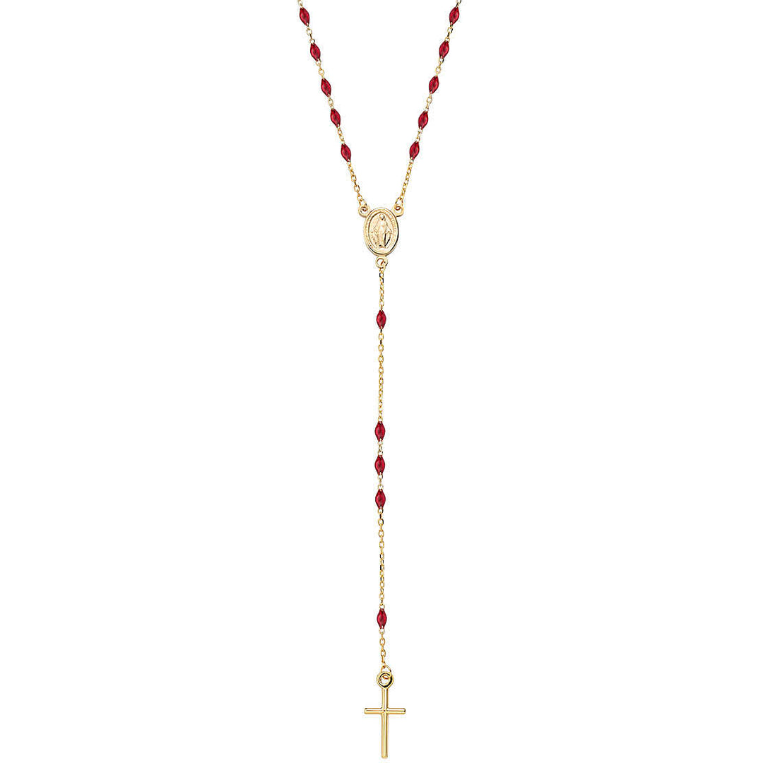 Amen- Collana rosario da donna in oro 9Kt e smalto rubino
