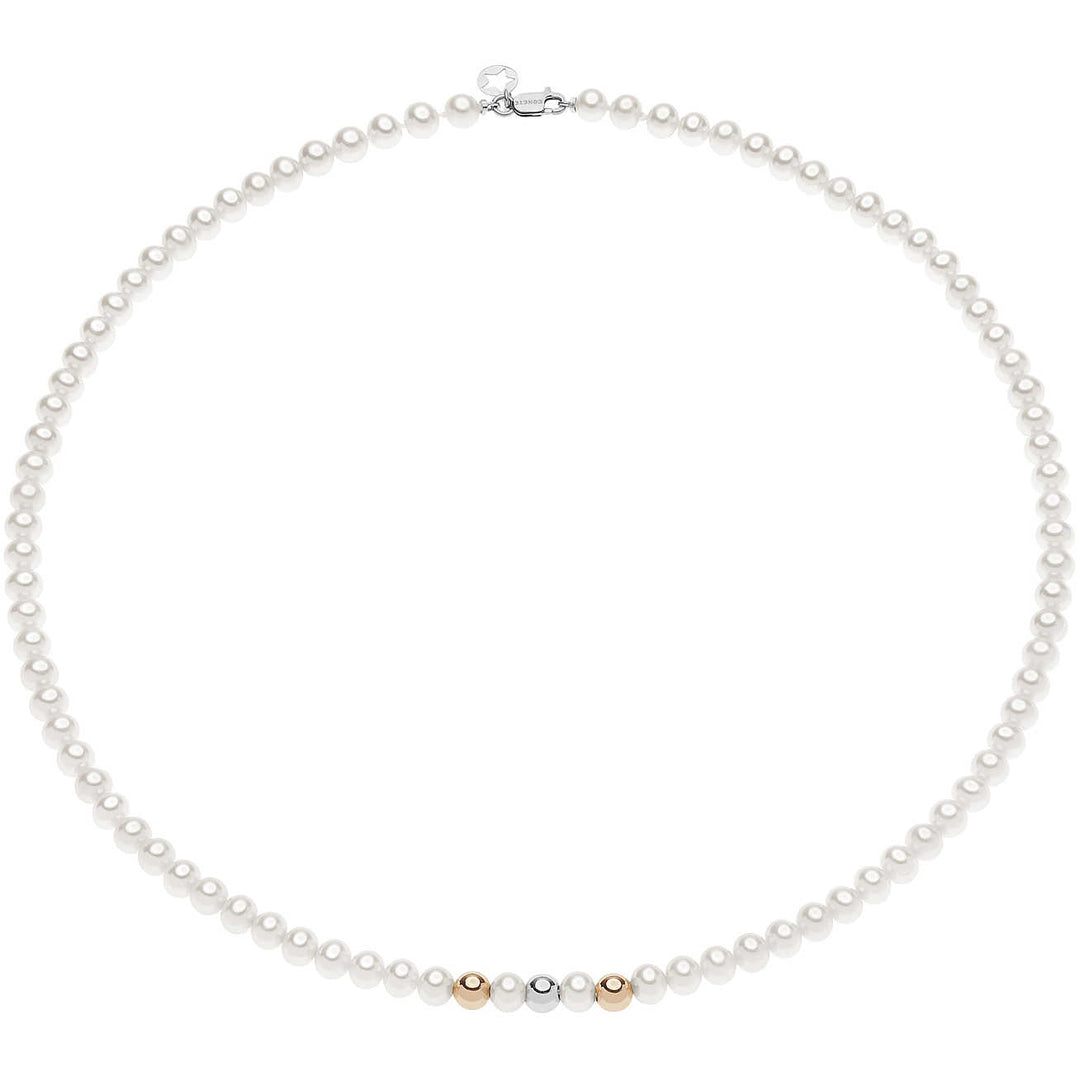 Comete Gioielli:  Collana da donna  Fantasia di Perle con sfere in oro bianco e rosé