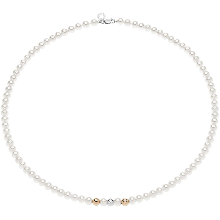 Comete Gioielli:  Collana da donna  Fantasia di Perle con sfere in oro bianco e rosé