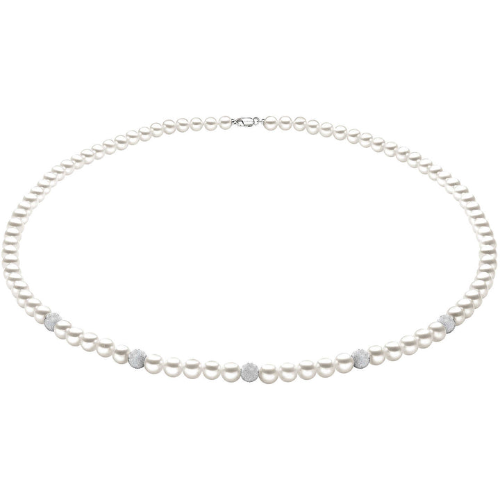 Comete Gioielli: Filo di perle con sfere in oro bianco 750‰ diamantato
