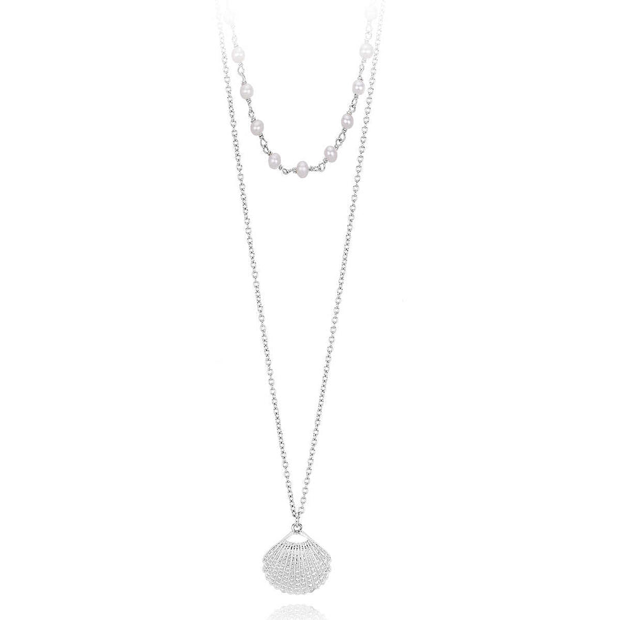COLLANA CONCHIGLIA DOPPIA CON PERLA