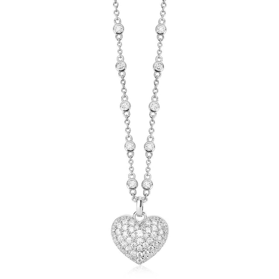 Mabina - Collana da donna in argento con cuore pavé