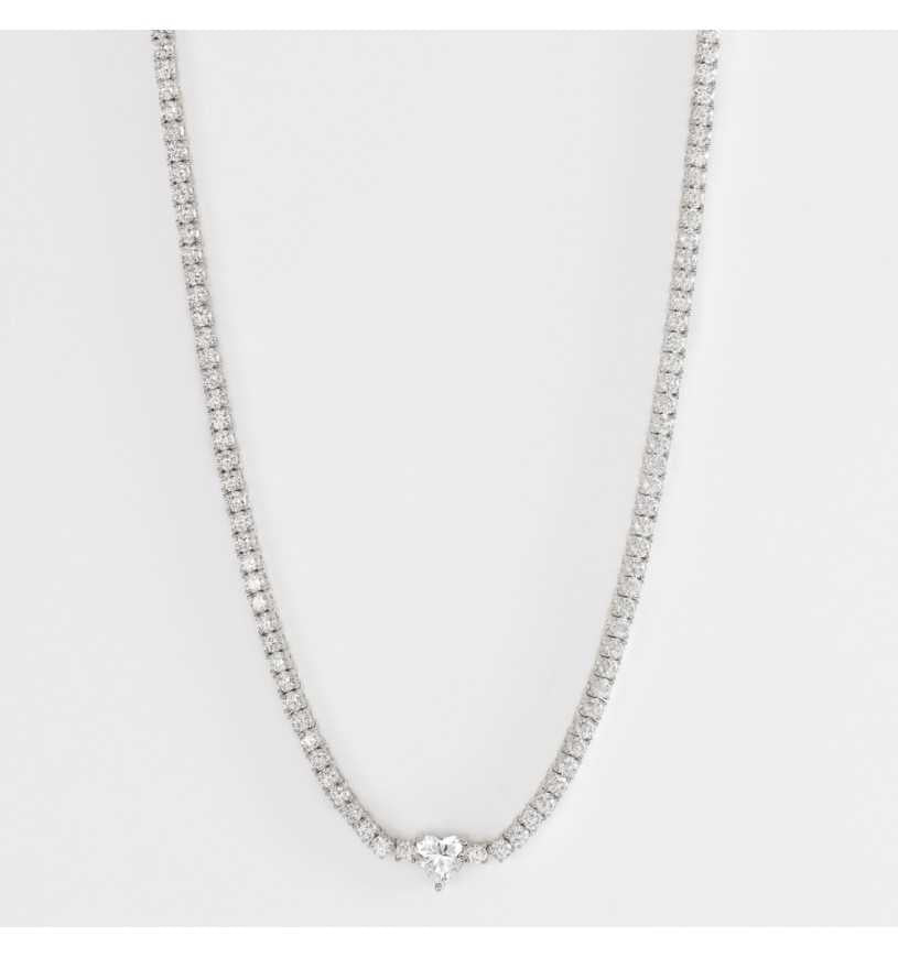 Mabina - Collana da donna in argento modello tennis con zirconi bianchi  e centr