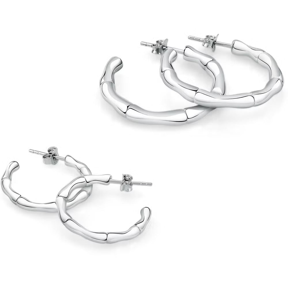 Orecchini A Cerchio In Argento Sterling 925 Per Donna, Diametro 21mm, Peso 1,4g, Con Custodia Portagioie