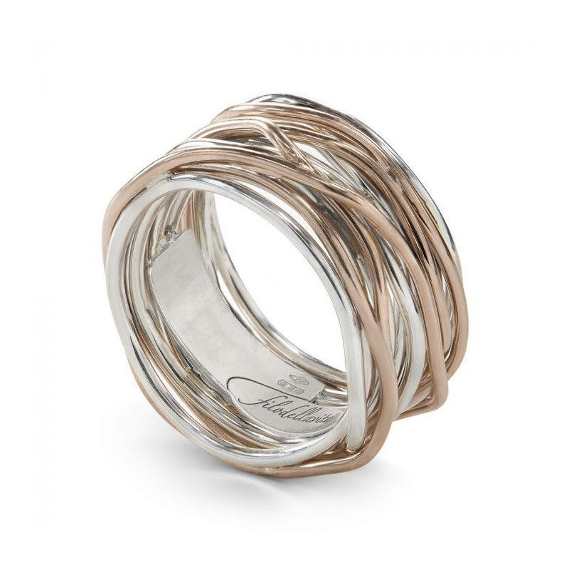 Filodellavita: anello in oro 9Kt e argento al palladio fatto a mano in Italia