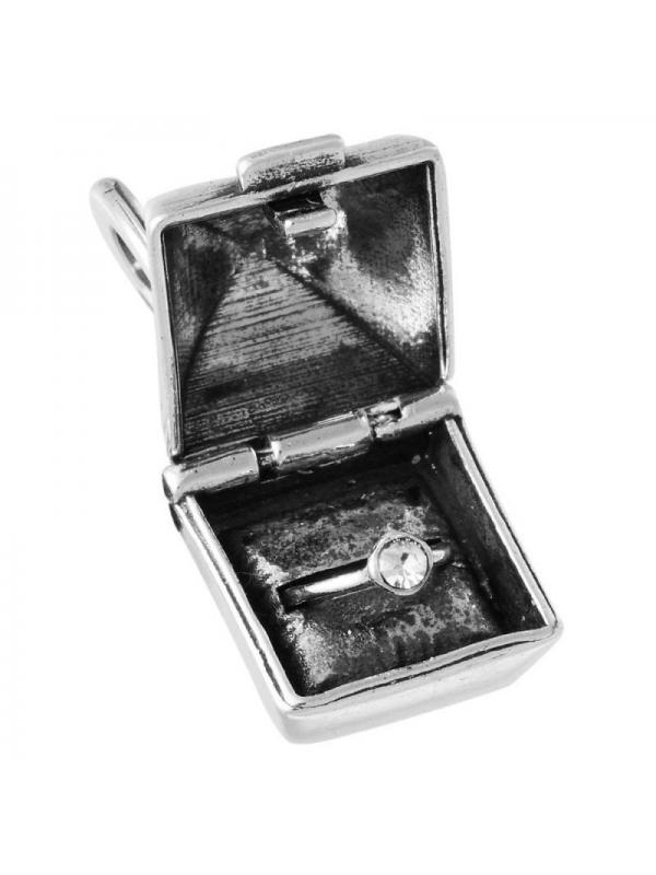 Giovanni Raspini - Charm apribile, con scatolina con solitario, in argento, made