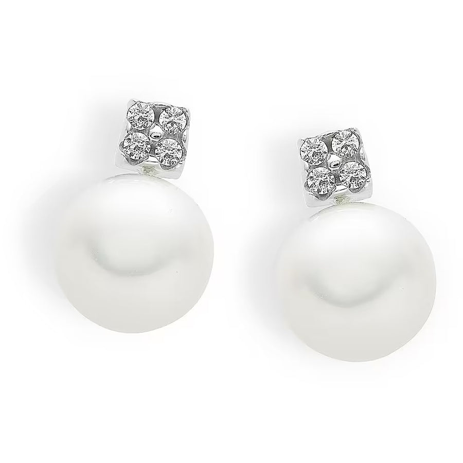 Ambrosia - Orecchini da donna in Oro bianco, zirconi e perle.