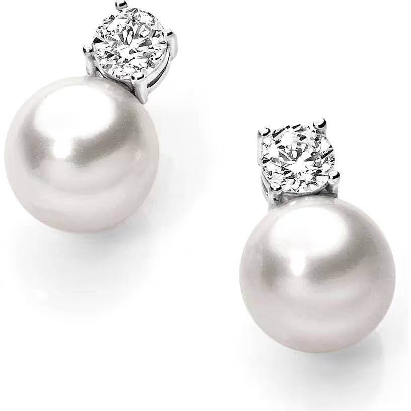 Ambrosia - Orecchini da donna in Oro bianco, zirconi e perla.