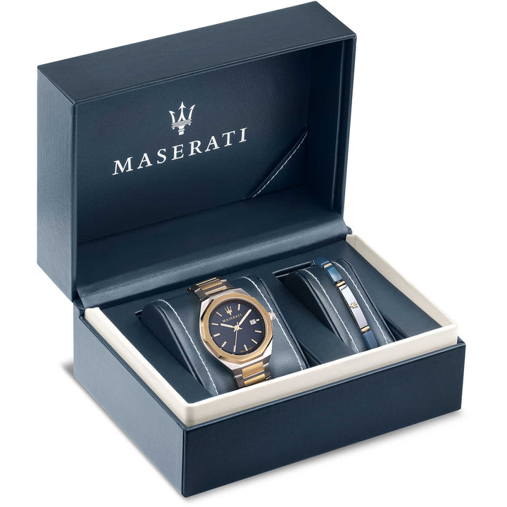 Maserati - Kit Box con orologio multifunzione e bracciale da uomo, collezione Stile