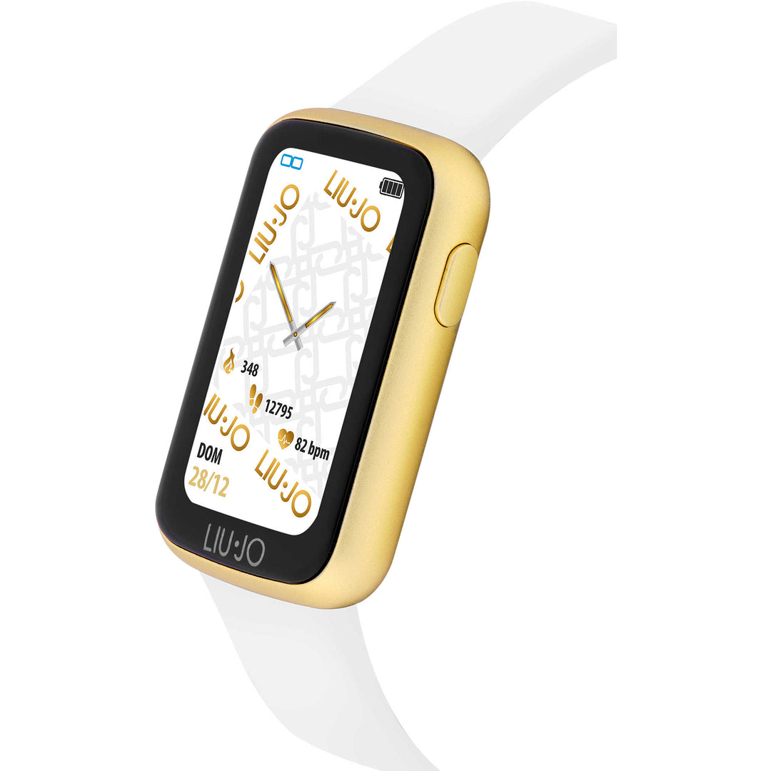 Liujo: orologio Smartwatch donna linea Fit cassa gold cinturino bianco