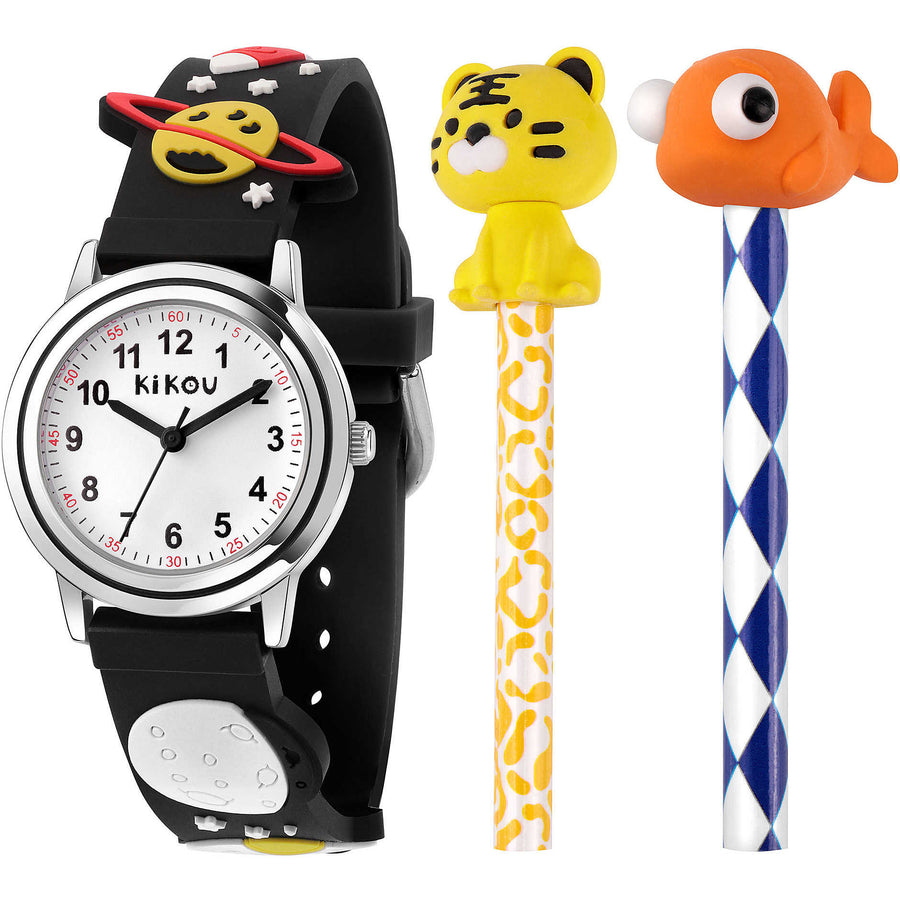 Kikou - Orologio solo tempo bambino con matite colorate