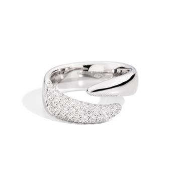 ReCarlo- Anello contrarié Eternity Royal in oro bianco e pavé di diamanti natura